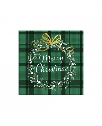 Servetele de masa, 20 buc, 25x25 cm, Christmas Plaid Green - AMBIENTE