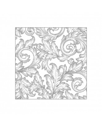 Servetele de masa, 20 buc, 33x33 cm, Baroque Silver/White - AMBIENTE