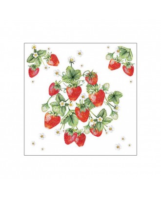 Servetele de masa, 20 buc, 33x33 cm, Bunch of Strawberries - AMBIENTE