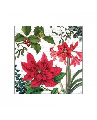 Servetele de masa, 20 buc, 33x33 cm, Christmas Plants White - AMBIENTE