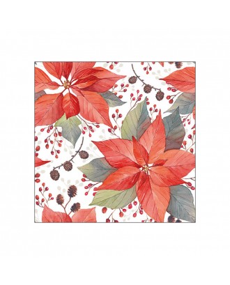 Servetele de masa, 20 buc, 33x33 cm, Poinsettia and Berries - AMBIENTE