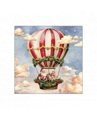 Servetele de masa, 20 buc, 33x33 cm, Santa's Air Balloon - AMBIENTE