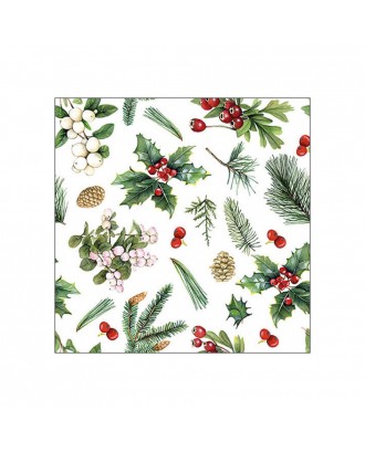 Servetele de masa, 20 buc, 33x33 cm, Winter Greenery White - AMBIENTE