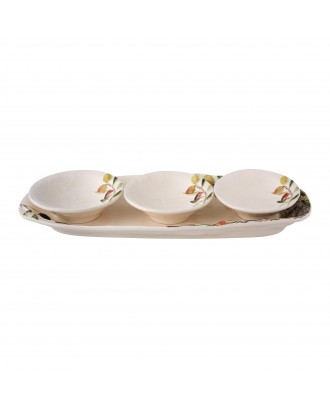 Set platou si 3 boluri din ceramica, Olives - BORDALLO PINHEIRO