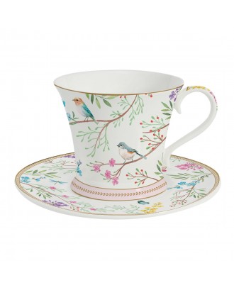 Ceasca si farfurie pentru ceai, 200 ml, Birds Melody - SIMONA'S COOKSHOP