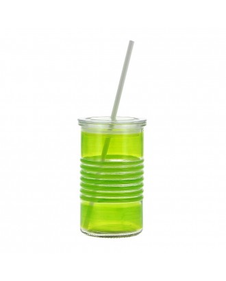 Pahar din sticla cu pai, 440 ml, verde, Jolla - SIMONA'S COOKSHOP