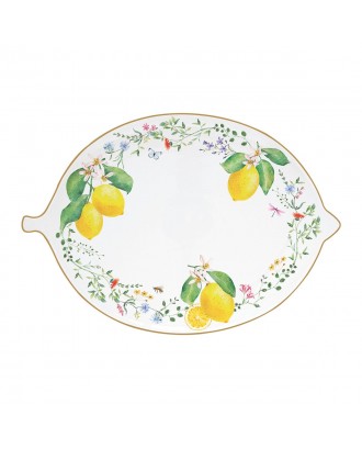 Platou din portelan, 30x21.5 cm, Fleurs Citrons - SIMONA'S COOKSHOP