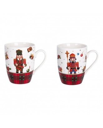 Set 2 cani din portelan, 360 ml, Red Nutcracker - SIMONA'S COOKSHOP