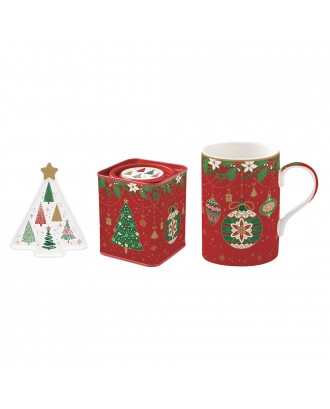 Set cana 350 ml, saculet ceai si cutie, Jingle Bells - SIMONA'S COOKSHOP