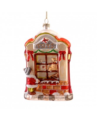 Ornament Magazin Jucarii, rosu/auriu, 15.5 cm - SIMONA'S COOKSHOP