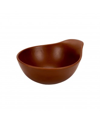 Bol ceramic cu maner, 17x13 cm, Mira Brown - VILLACER