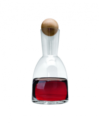 Decantor vin, cu sfera din lemn, 1.2 litri - VIN BOUQUET
