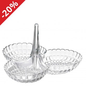 Suport cu 3 boluri pentru gustari, transparent, colectia Tiffany - GUZZINI