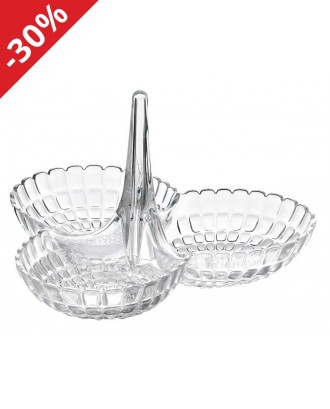 Suport cu 3 boluri pentru gustari, transparent, colectia Tiffany - GUZZINI